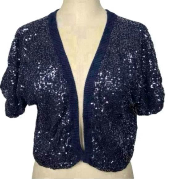 Abercrombie & Fitch Womens Navy Sparkling Crop Cardigan. New with tags, Large. - Picture 1 of 5